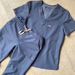 FIGS Scrubs Set Women Heather Denim Small